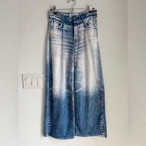 Mila Rosabella "Sweatpant" Denim-printed Wide Leg Jeans Acid Wash Look Pants M